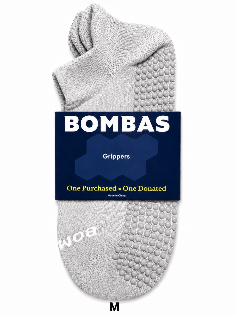 Bombas Gripper Ankle Socks Varsity Grey M Pilates
